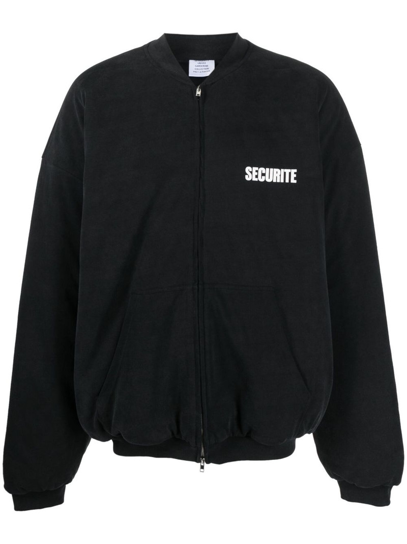 slogan-print cotton bomber jacket 1