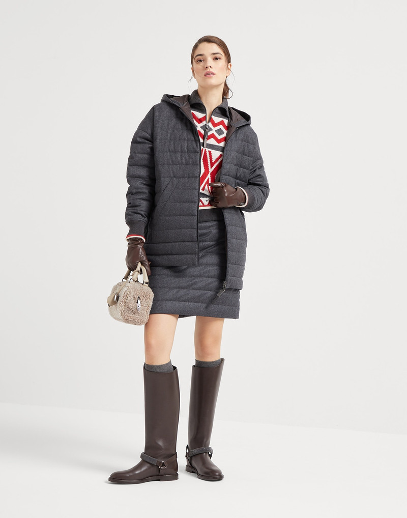 Virgin wool flannel quilted mini skirt with Thermore® padding 4