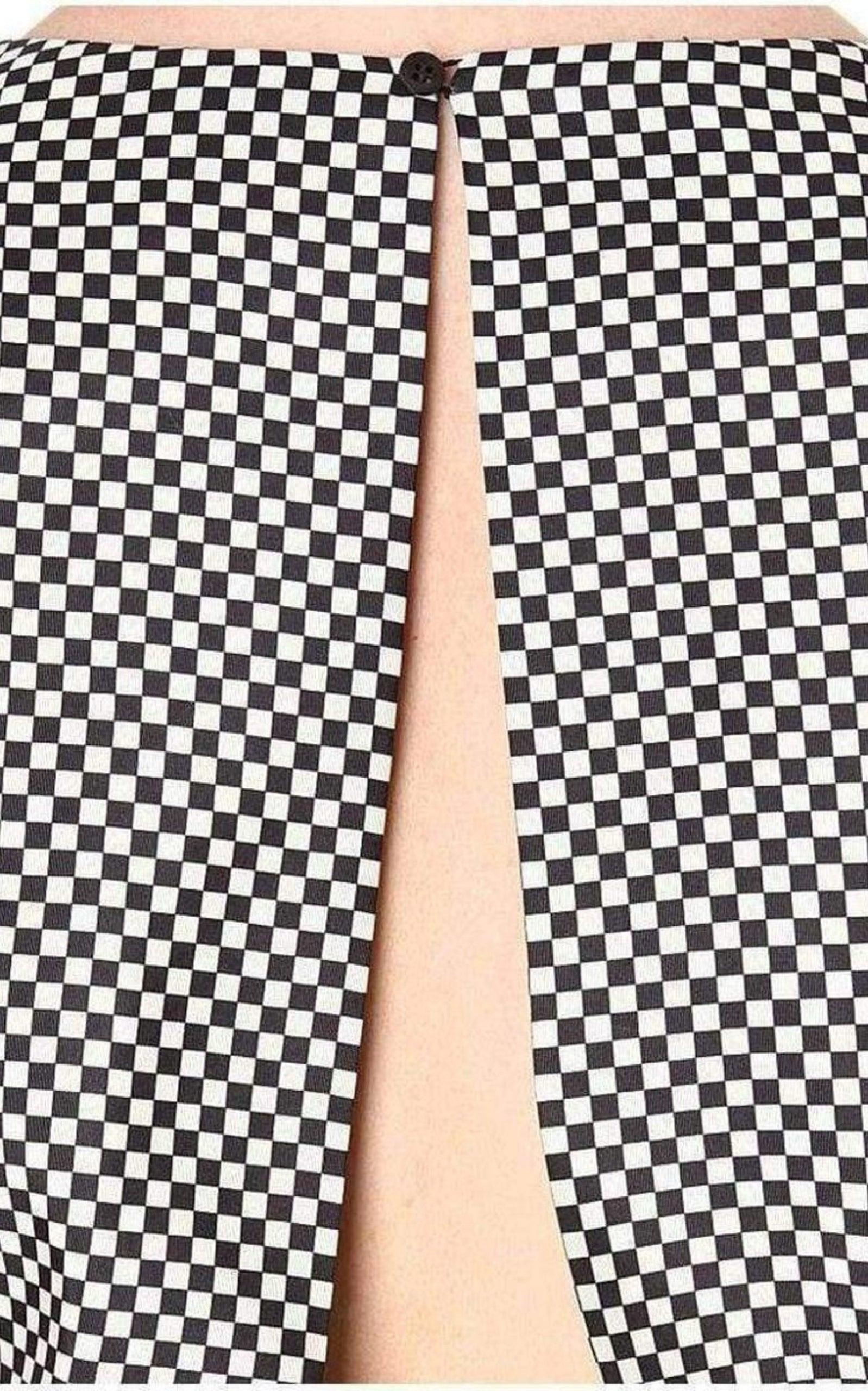 Monochrome Silk Peplum Waist Dress - 4