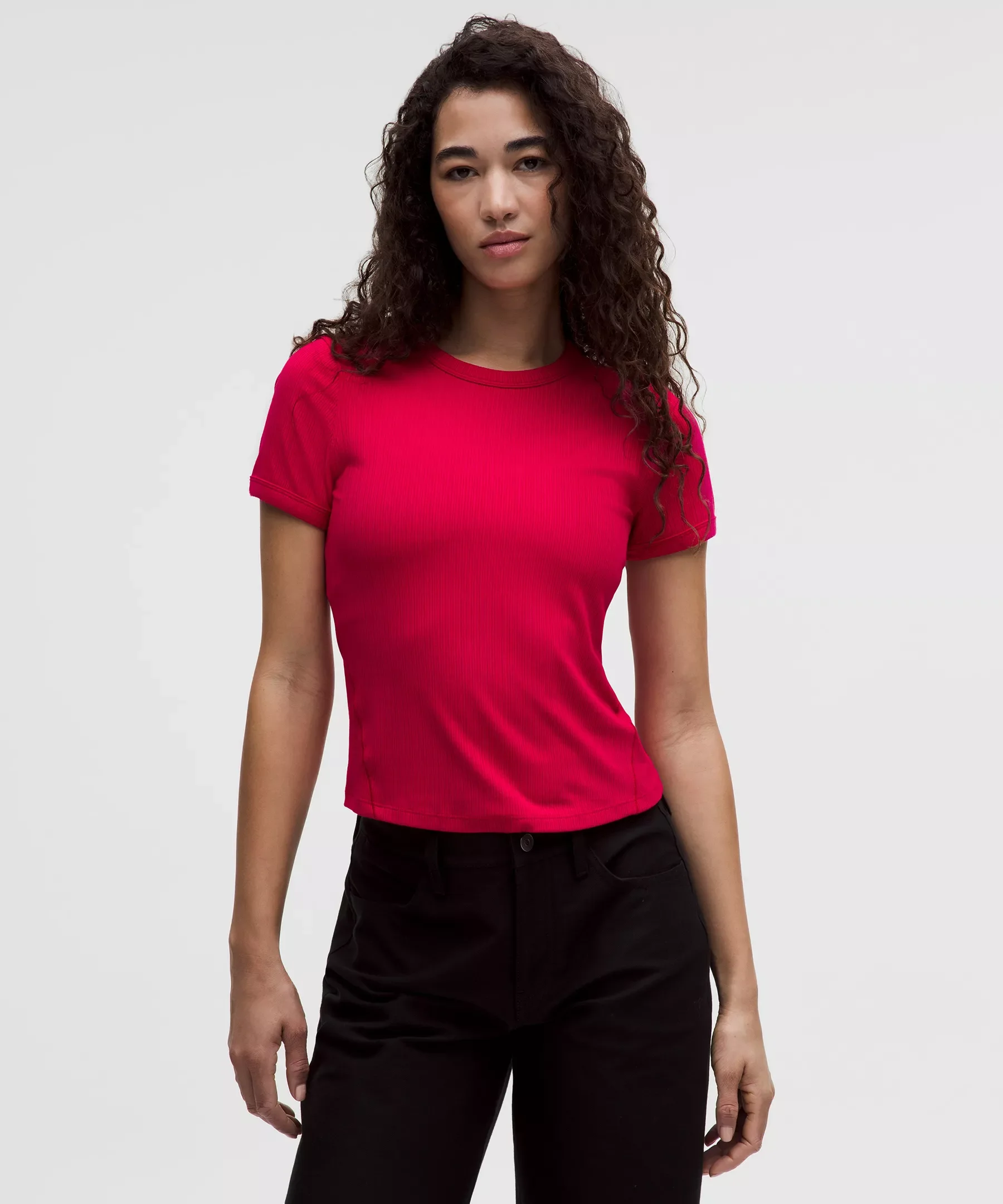 Hold Tight Micro-Rib Straight-Hem T-Shirt - 1