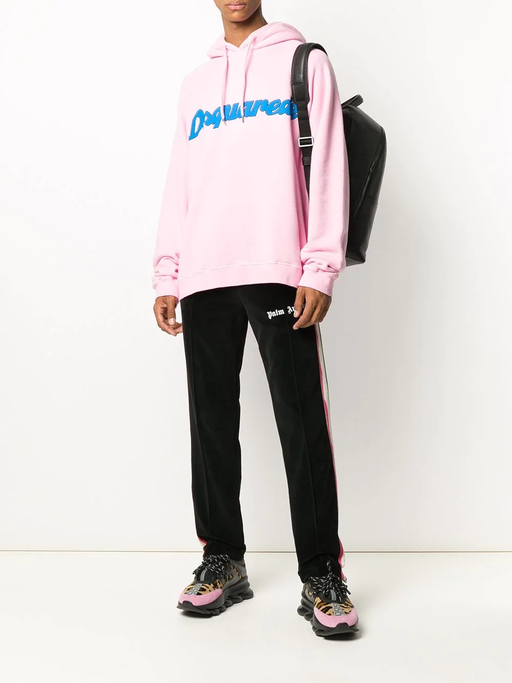 pink logo print cotton hoodie - 2