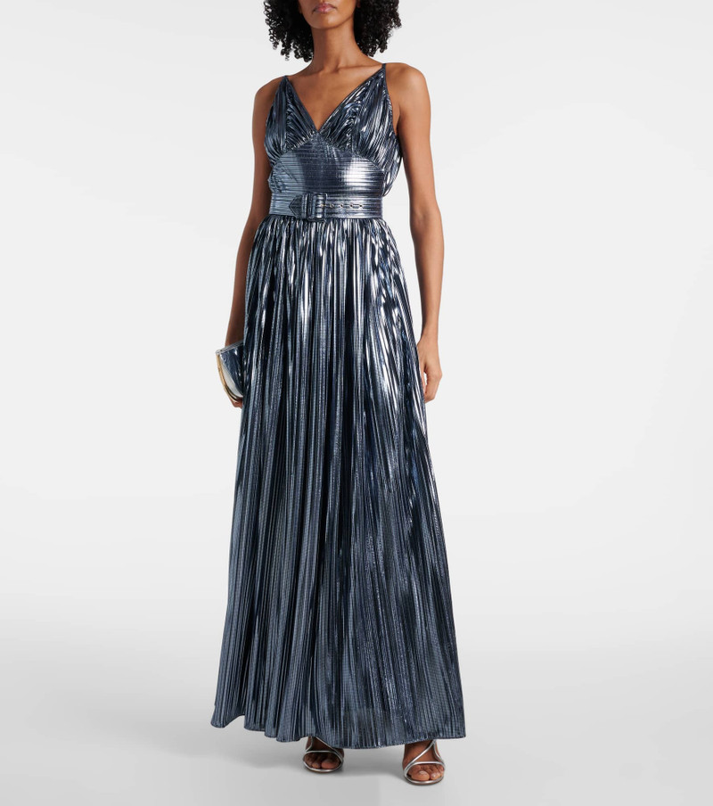 RODARTE Pleated belted lamé gown outlook