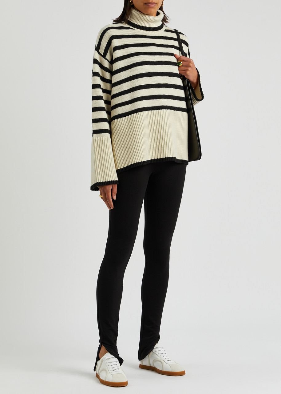 Striped roll-neck wool-blend jumper - 4