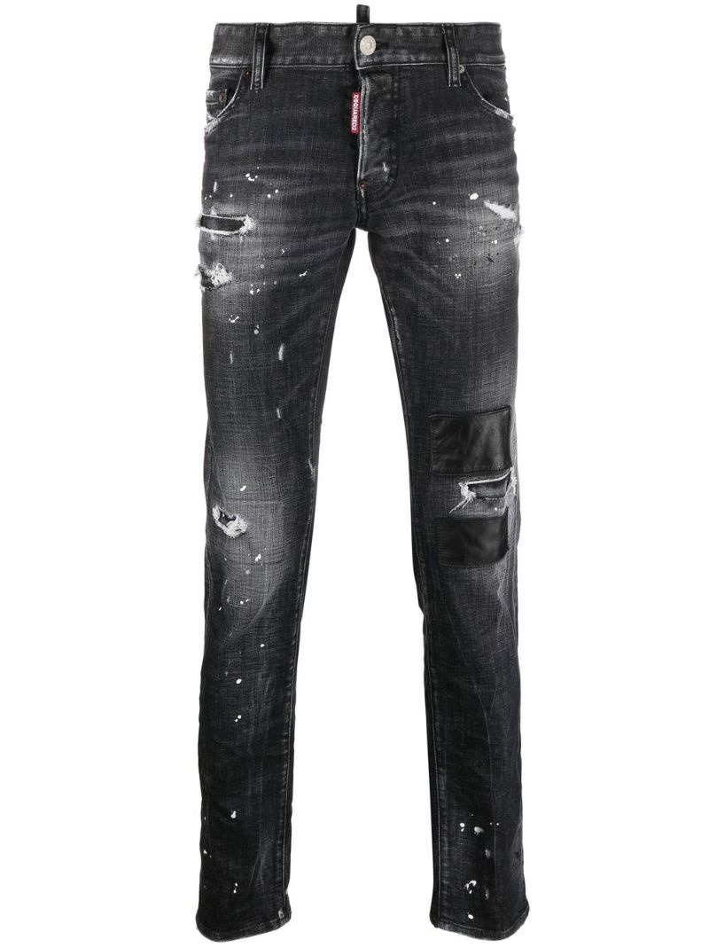 distressed-effect straight-leg jeans - 1