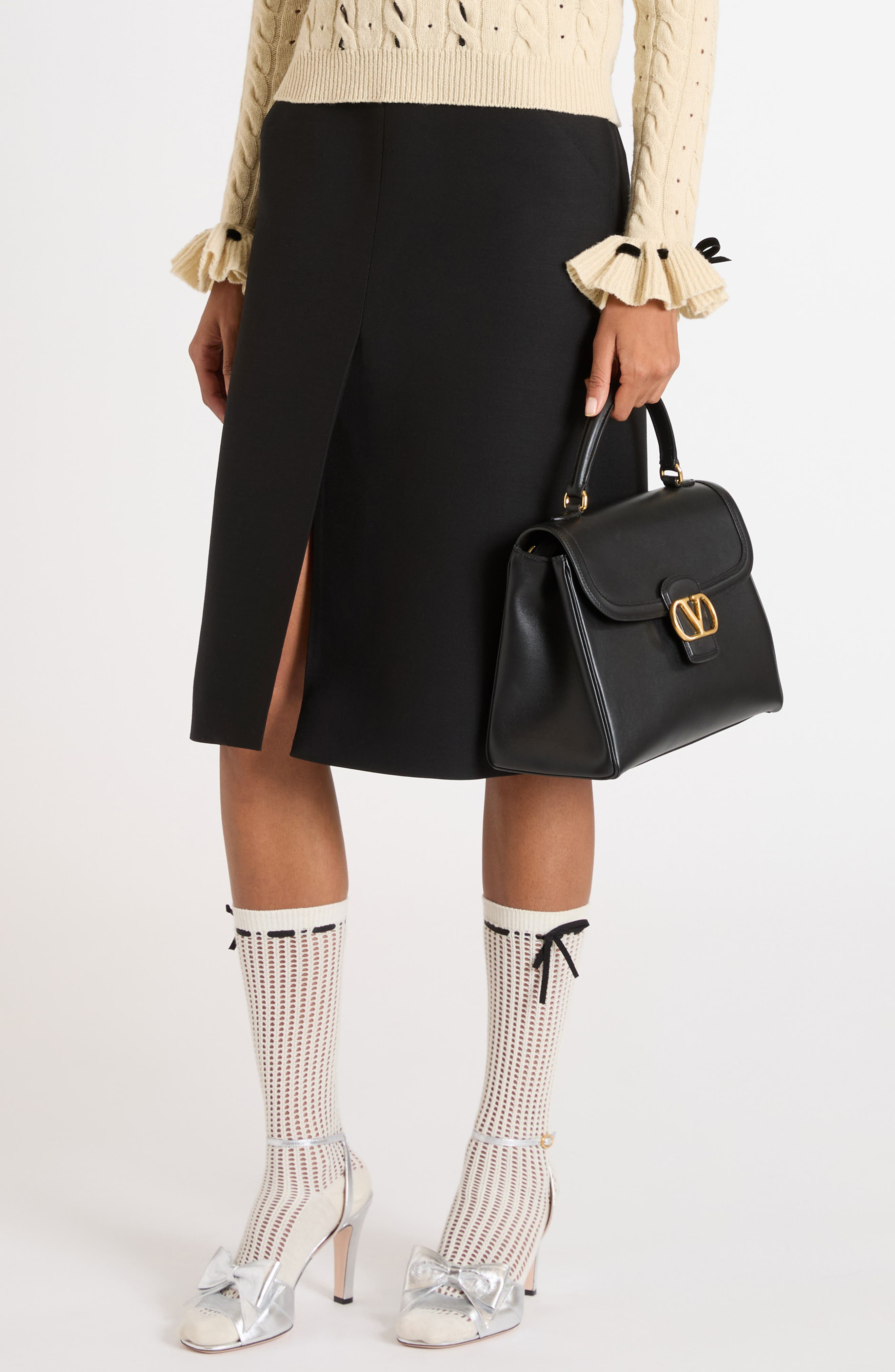 Valentino Garavani Large 9TO5 Leather Top Handle Bag in Nero at Nordstrom - 3