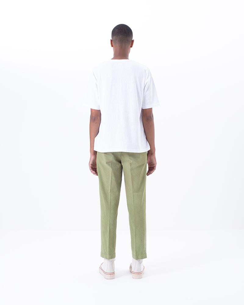 CHINO PANTS HW TAPER DMGD GREEN - 3