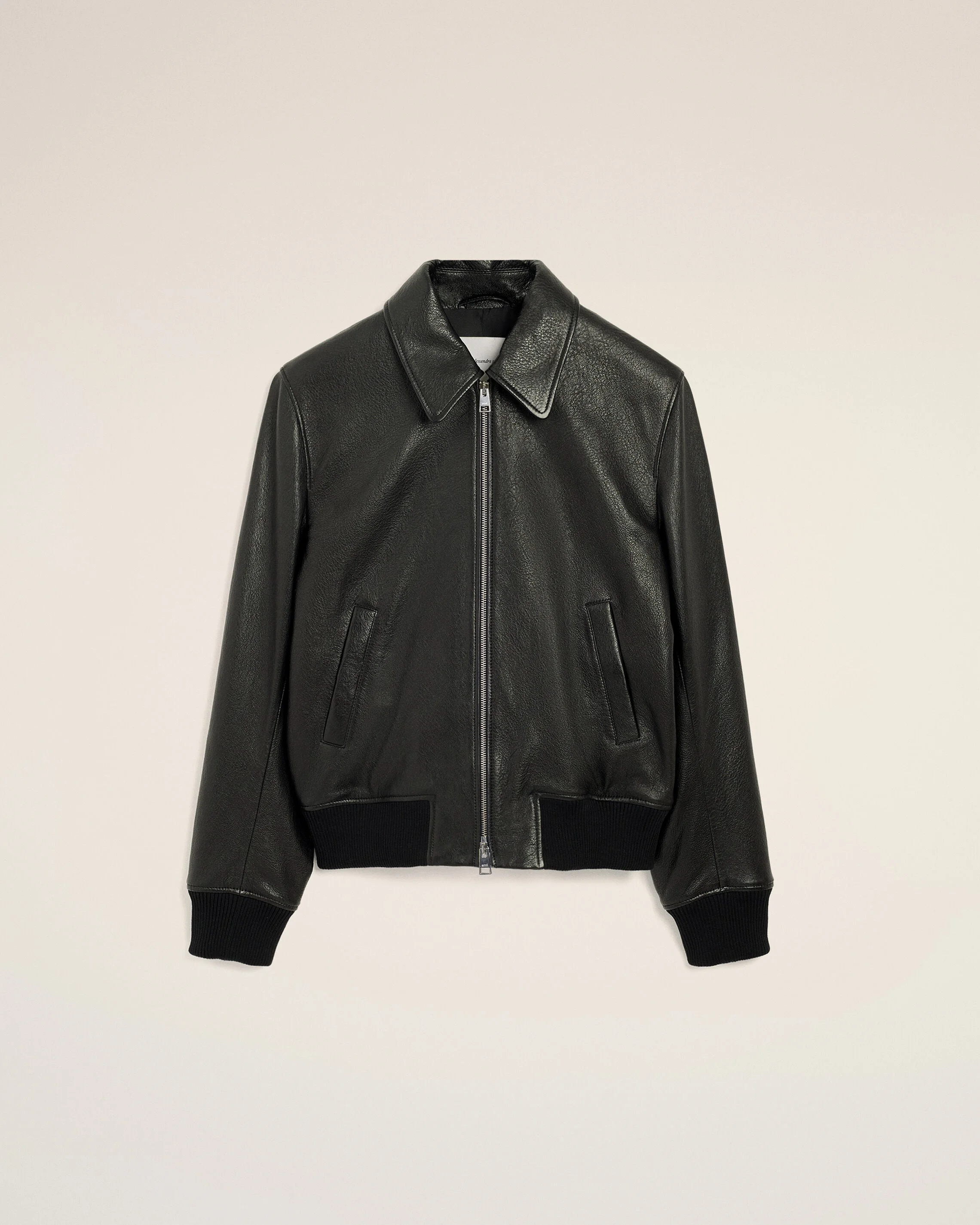 BLACK LAMB LEATHER ZIPPED JACKET - 1