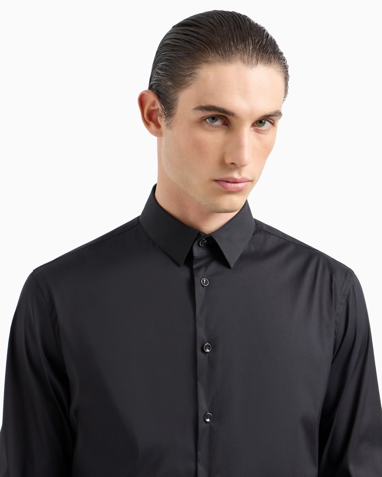 Stretch fabric shirt with collar stays - 5