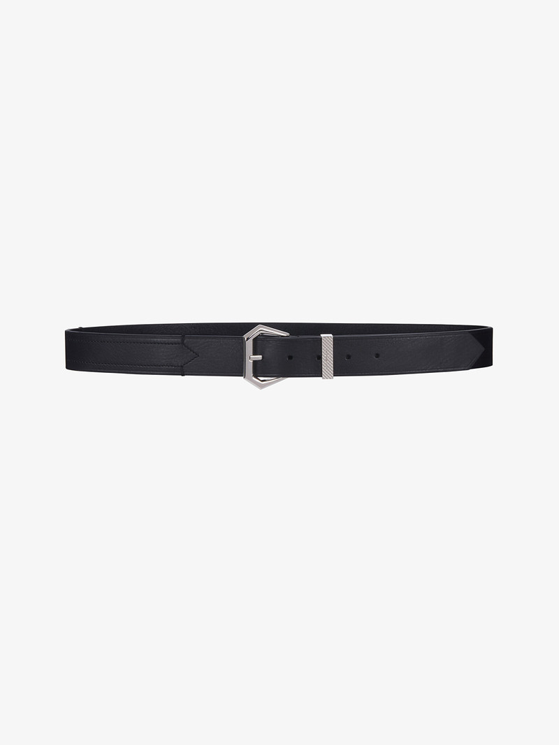 Hexagonal buckle belt in leather 1
