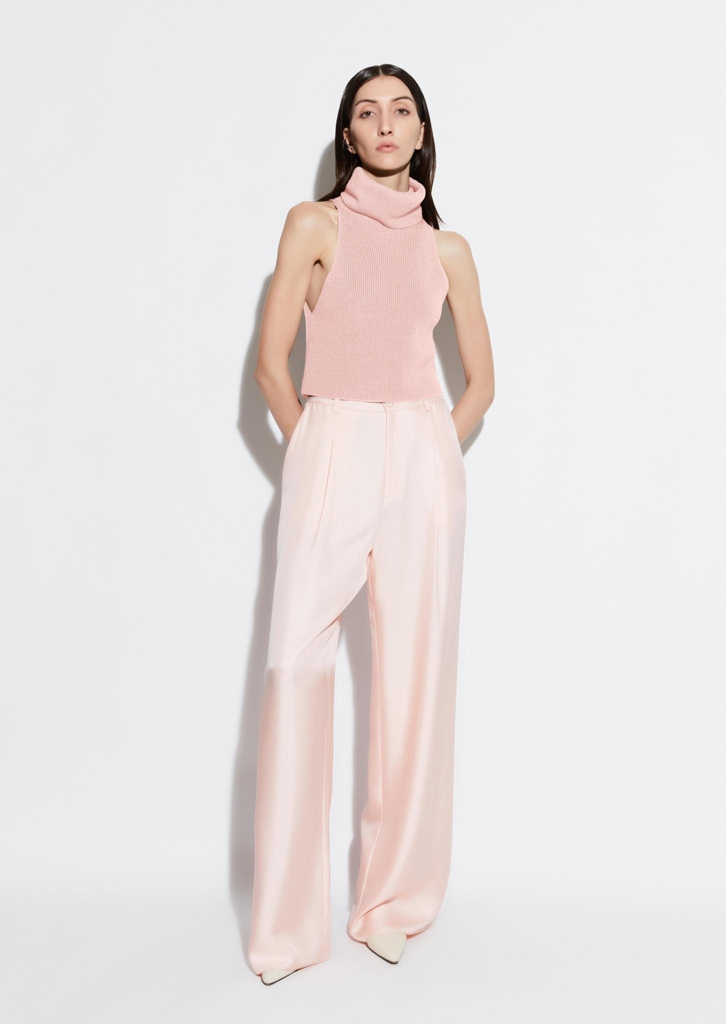 Silky Twill Relaxed Pleated Pant - 2