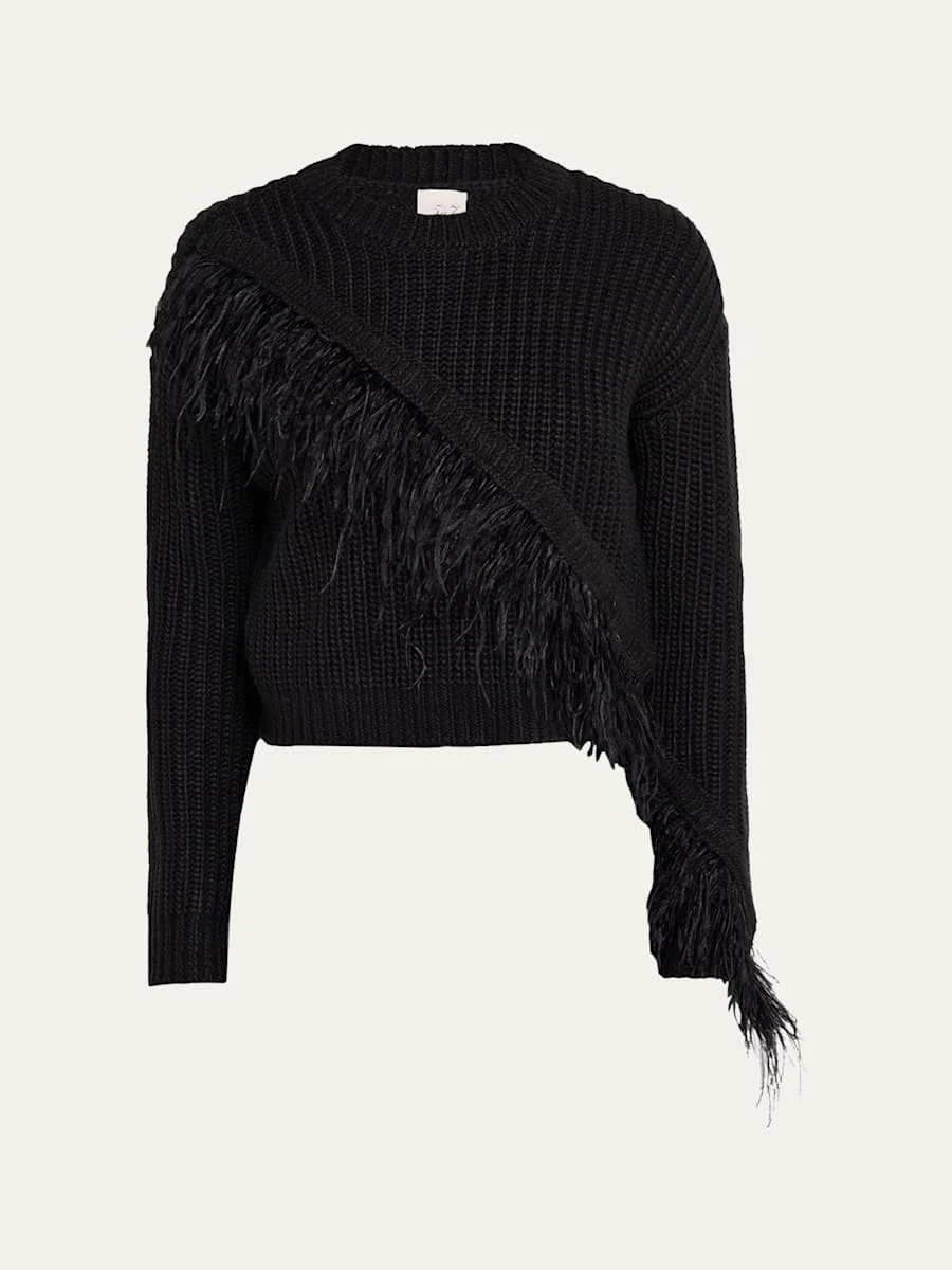 Kaelie Feathered Fringe Sweater - 1