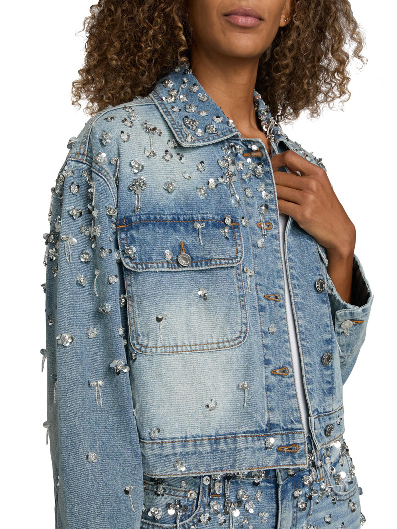 Women's Everli Sequined Stretch-Denim Crop Jacket - Hollywood 6