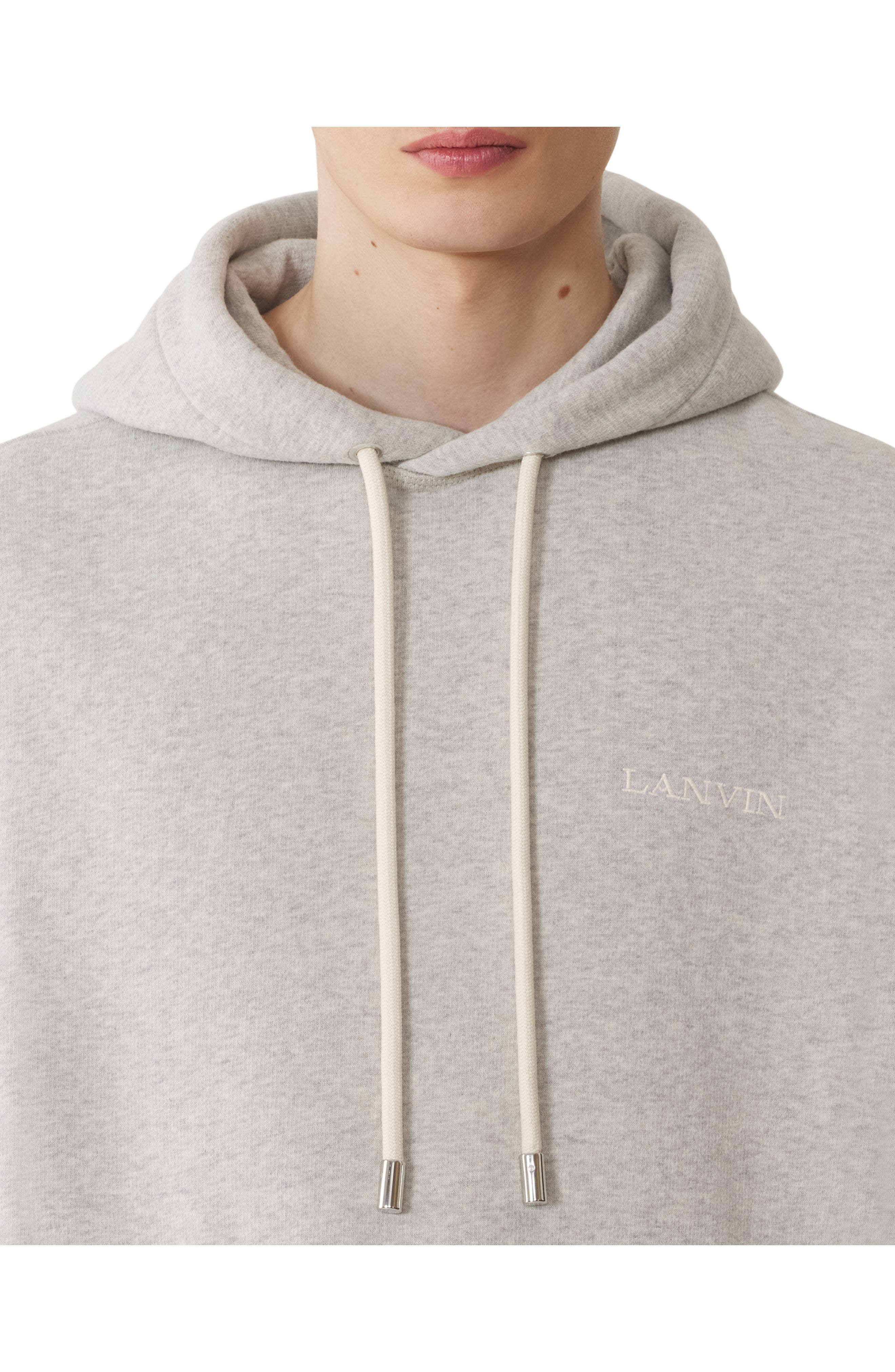 Lanvin Cotton Fleece And Cashmere Hoodie in Heather Grey at Nordstrom - 5