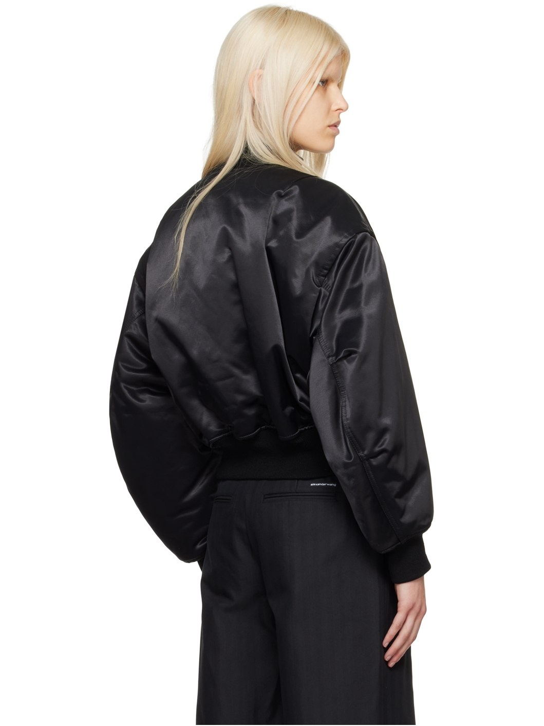 Alexander Wang Black Slanted Bomber Jacket | ssense | REVERSIBLE