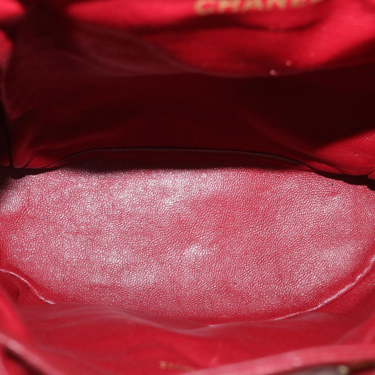 CHANEL Matelasse Chain Hand Bag Lamb Skin Red CC - 11