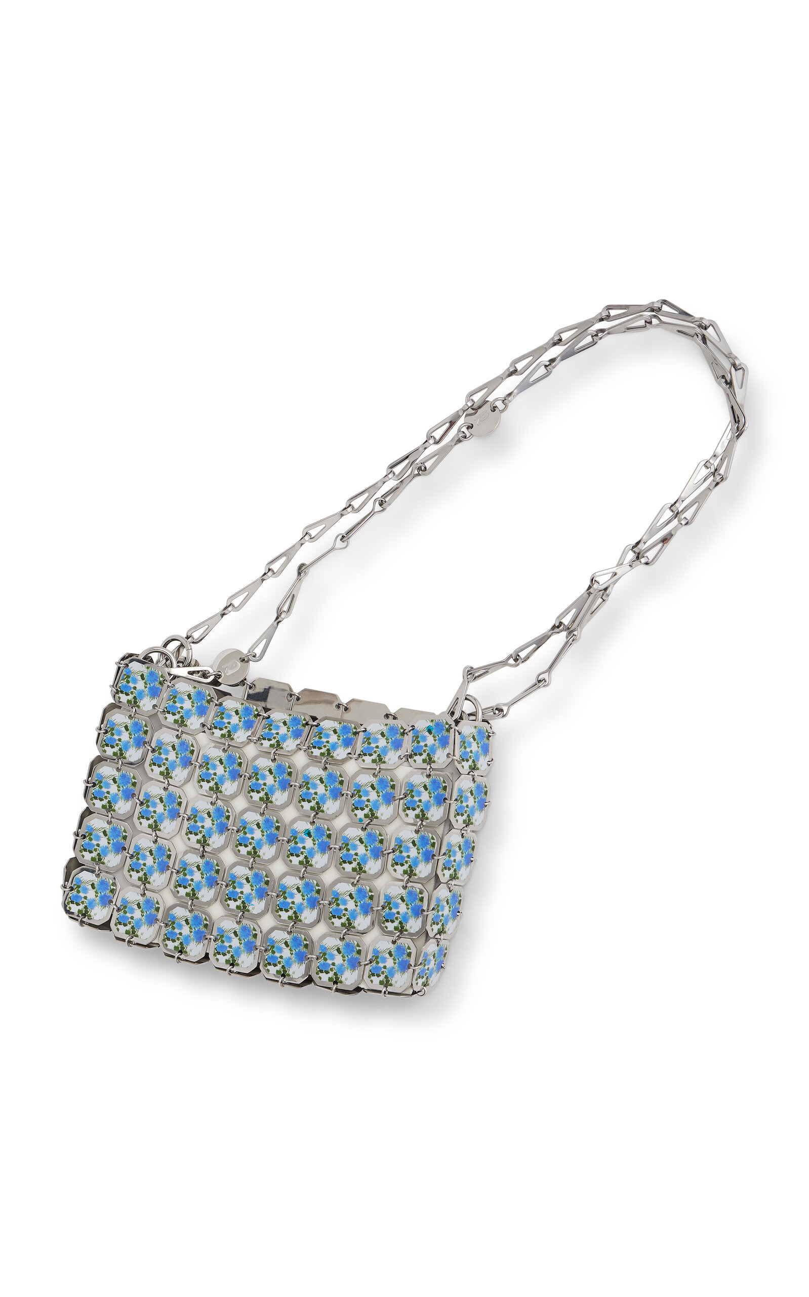 Flower Printed Steel Paillette Shoulder Bag blue - 4