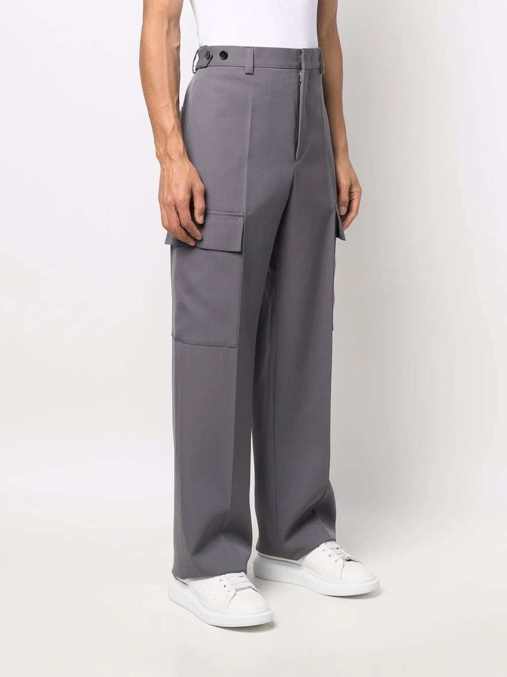 pressed-crease cargo-pockets straight trousers - 3