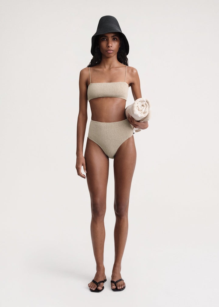 Toteme Smocked bikini top overcast beige REVERSIBLE