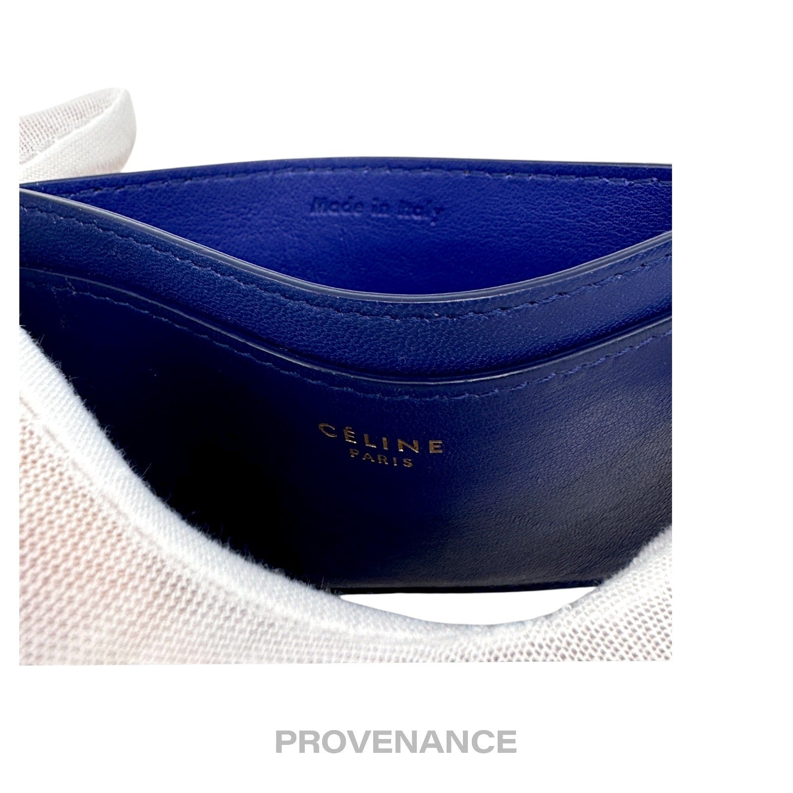 Celine Logo Card Holder Wallet - Two-Tone Blue Tan - 5