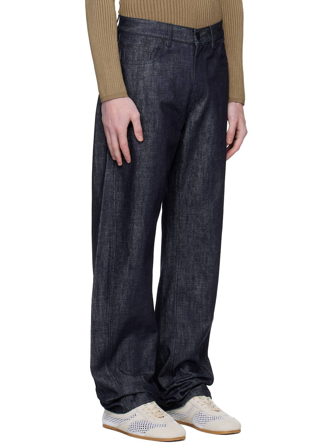 Navy Straight Raw Denim Jeans - 2