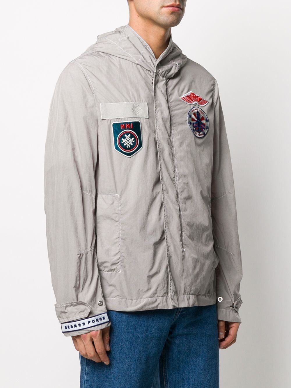 embroidered patch cotton blend military jacket - 4