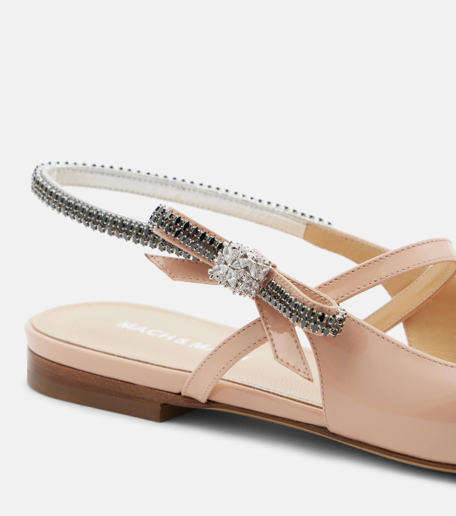 Crystal Cube patent leather slingback flats - 5