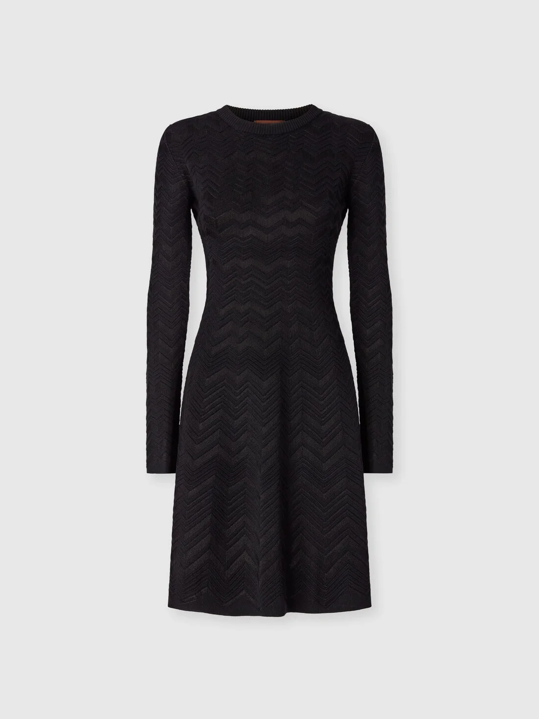 Long sleeve short dress with chevron pattern - 1