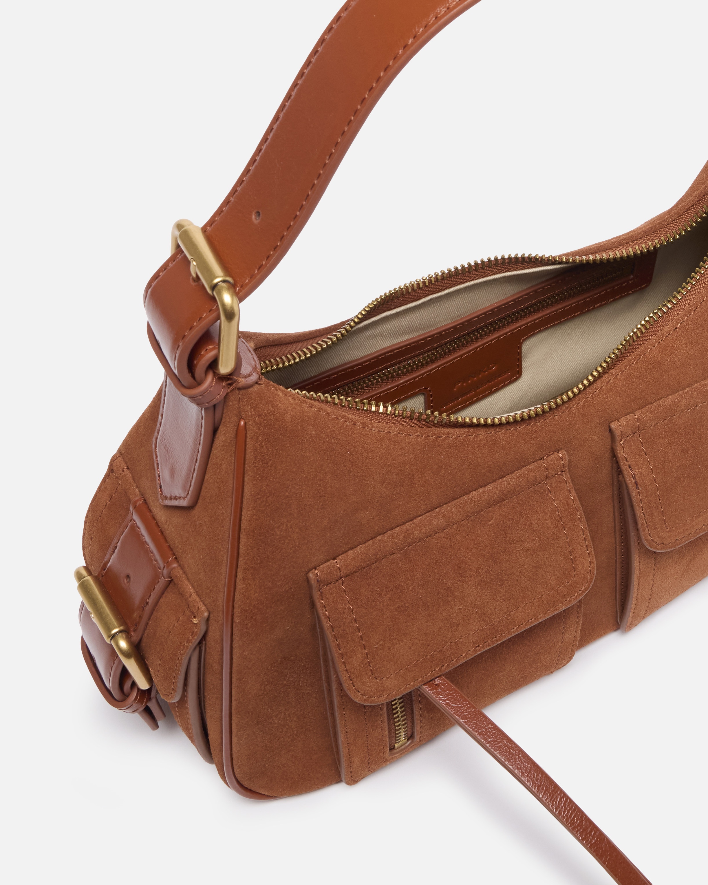 SUEDE CARGO SHOULDER BAG WITH POCKETS - 4