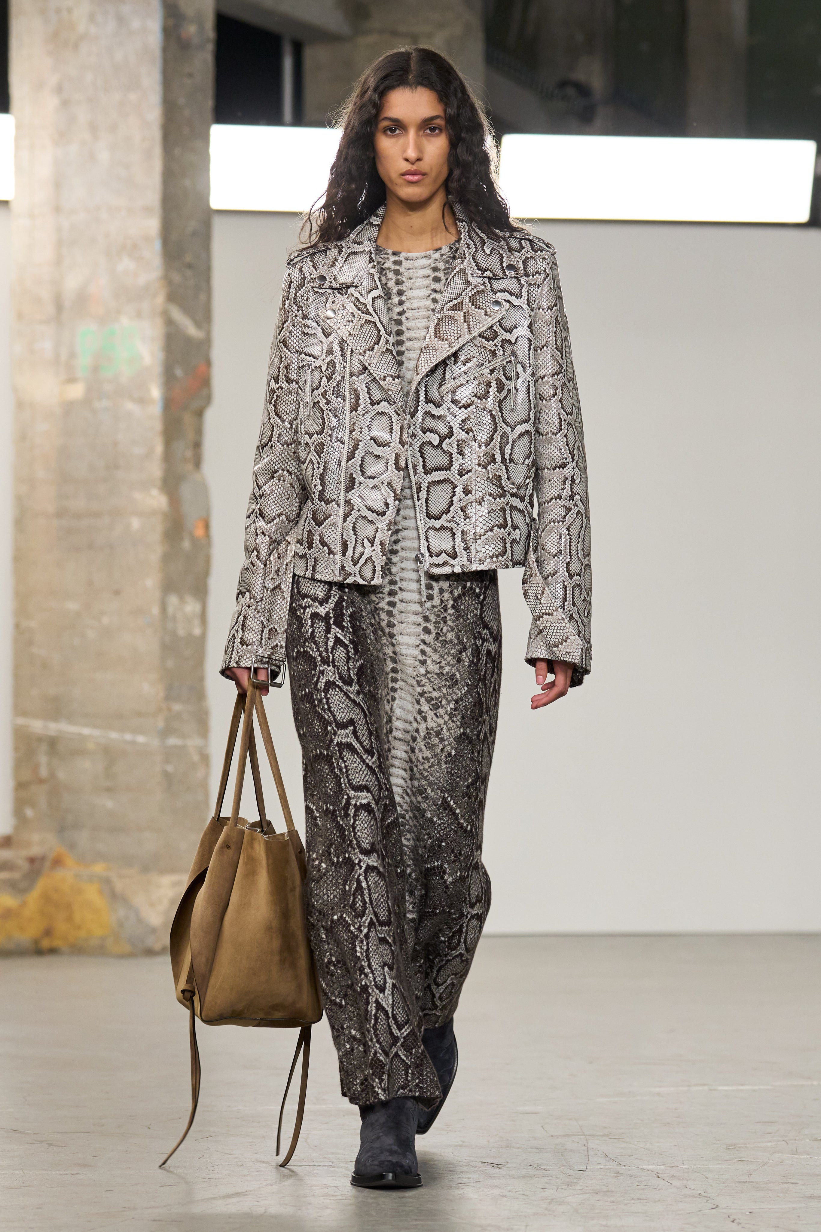 Aalia Knit Maxi Dress in Greyscale Cashmere Silk - 2