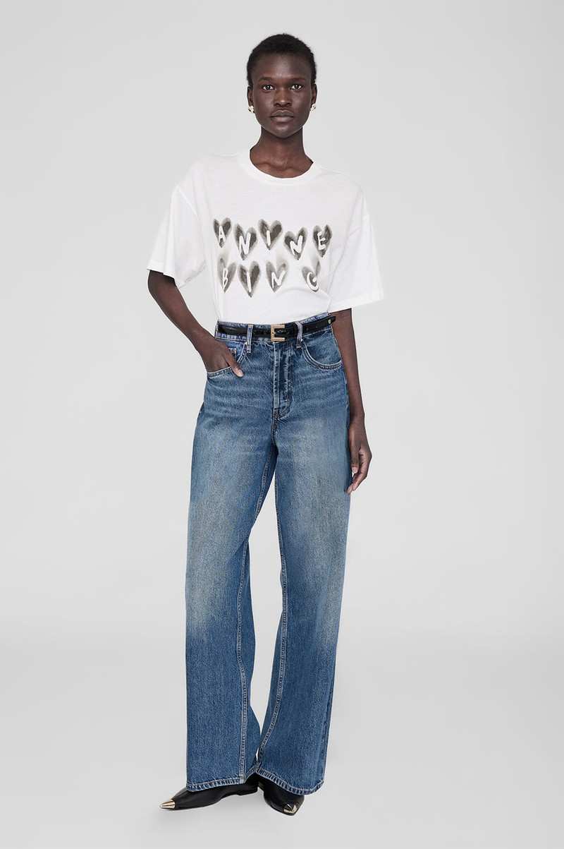 ANINE BING Cade Tee Hearts - Ivory outlook