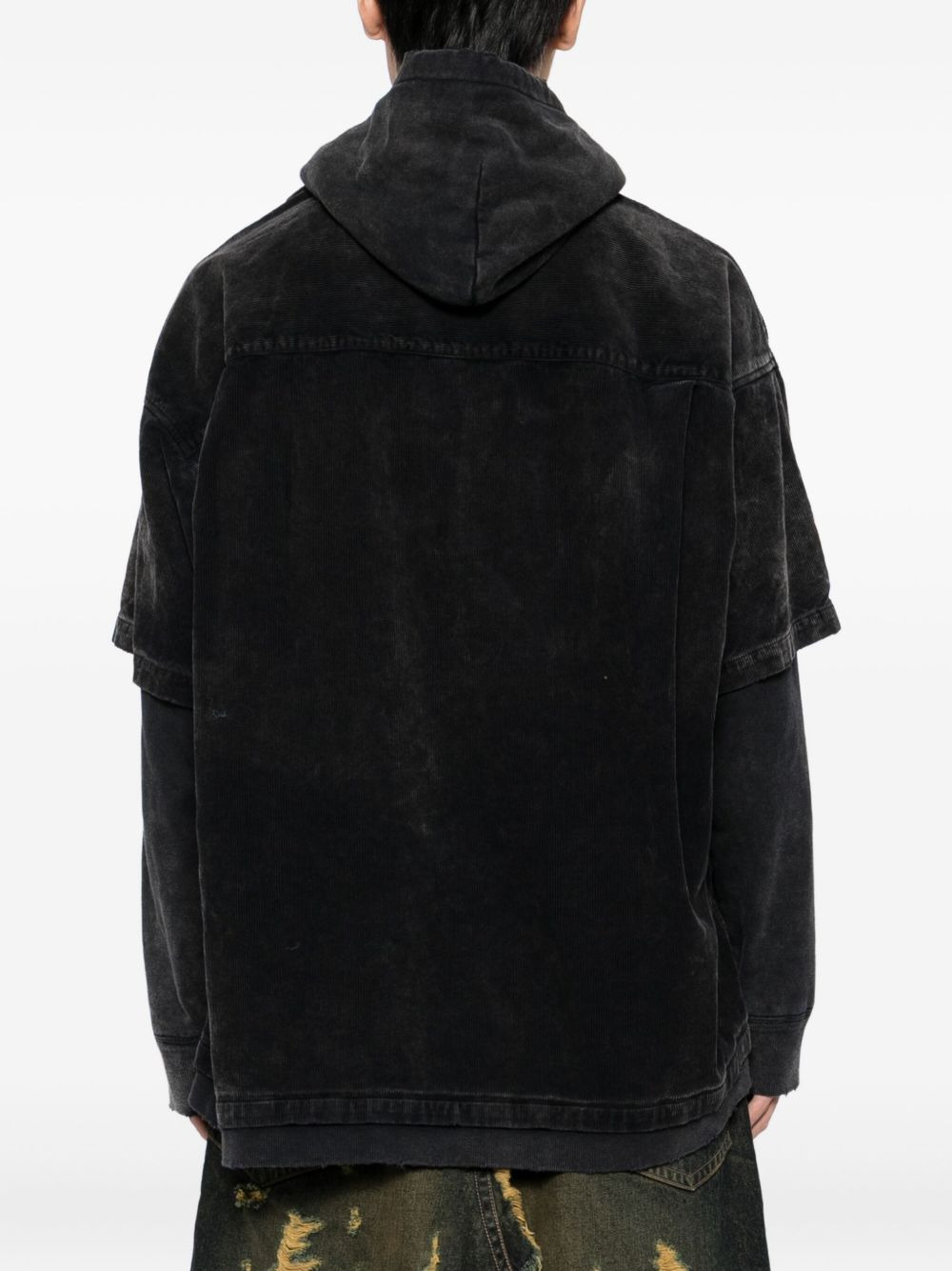 layered corduroy hoodie - 4