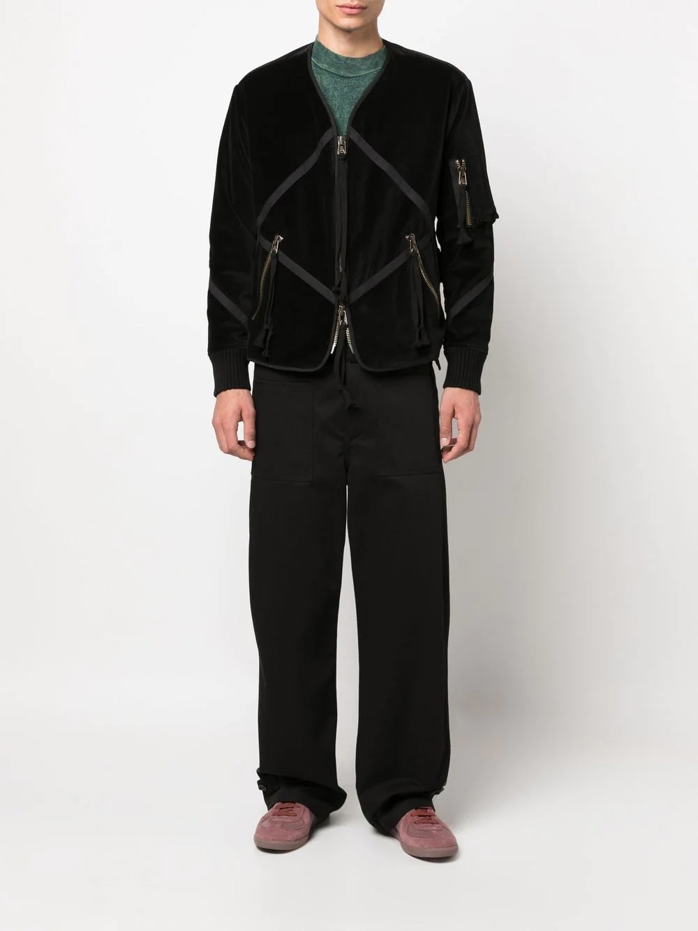 velvet patchwork jacket - 2