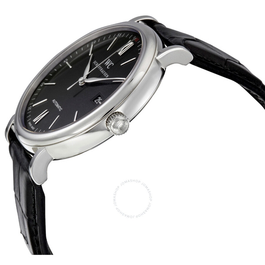 IWC Portofino Automatic Black Dial Black Leather Men's Watch 3565-02 - 2
