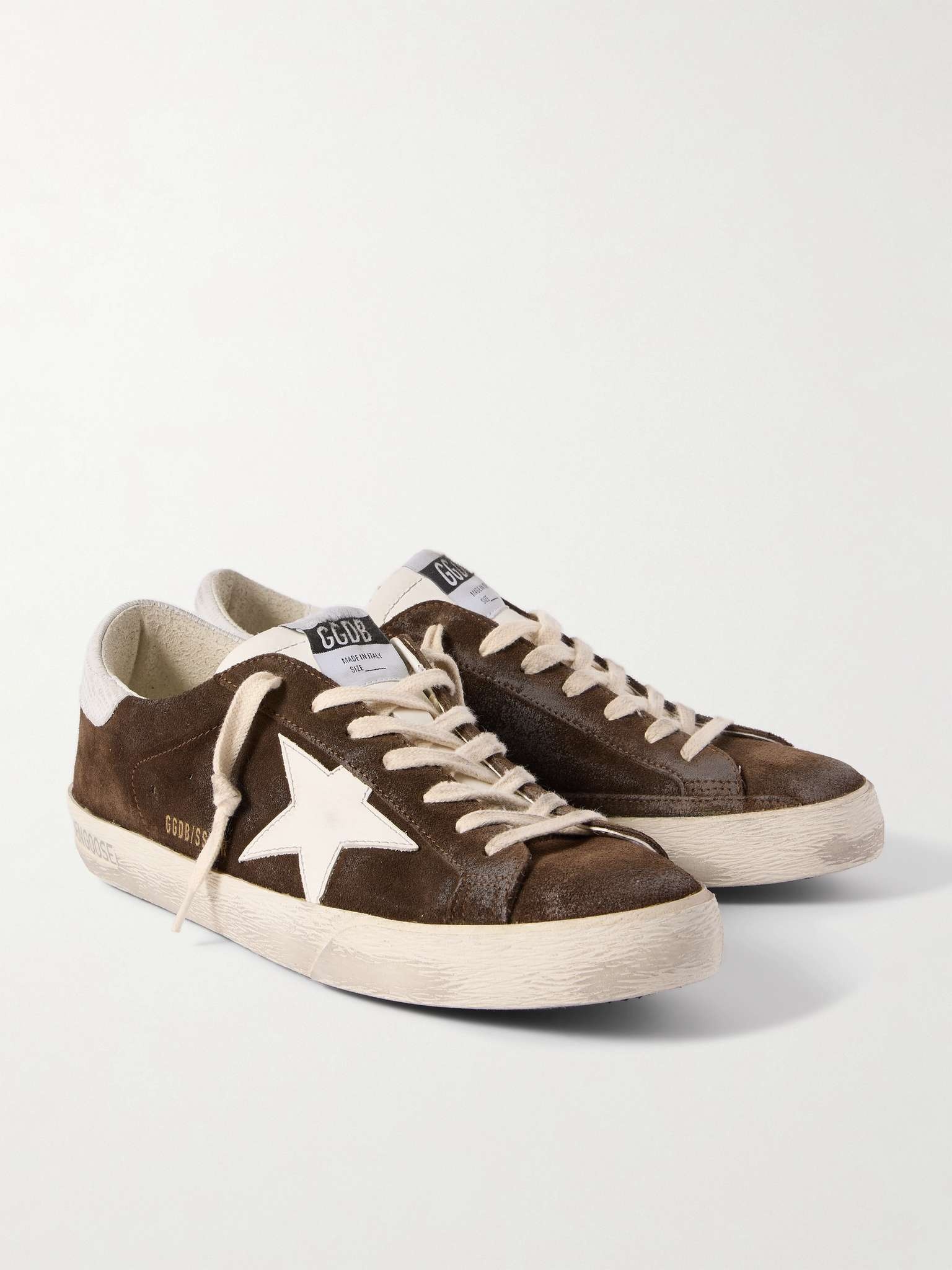 Super-Star Distressed Leather-Trimmed Suede Sneakers - 4