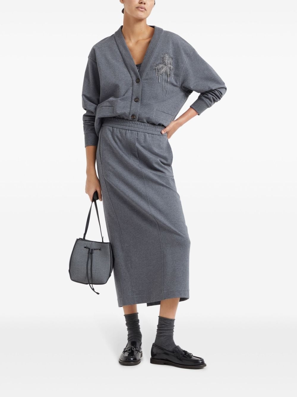 elasticated-waistband midi skirt - 2