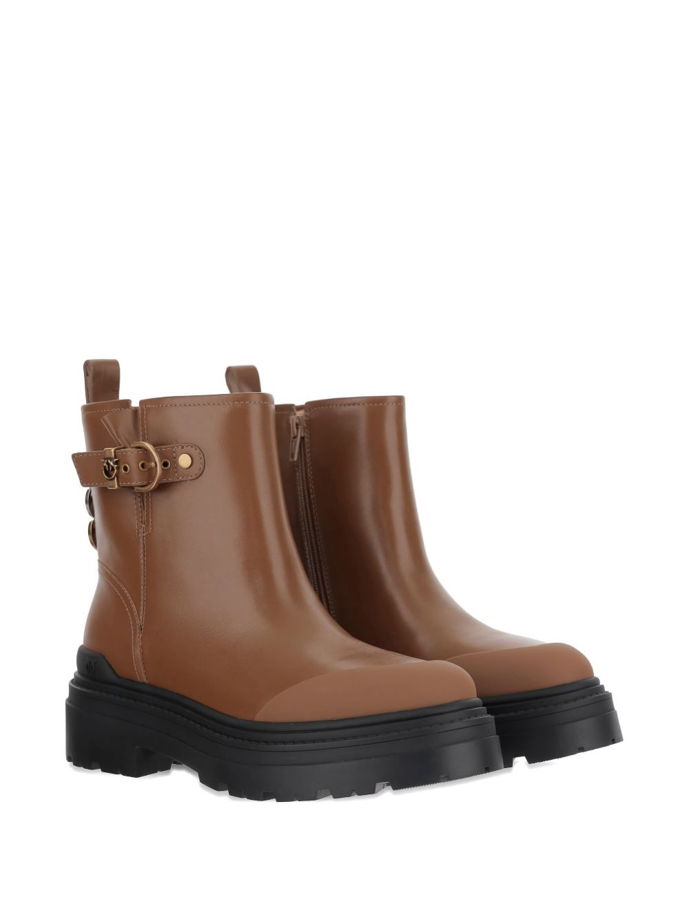 buckle-detail logo-plaque ankle boots - 2