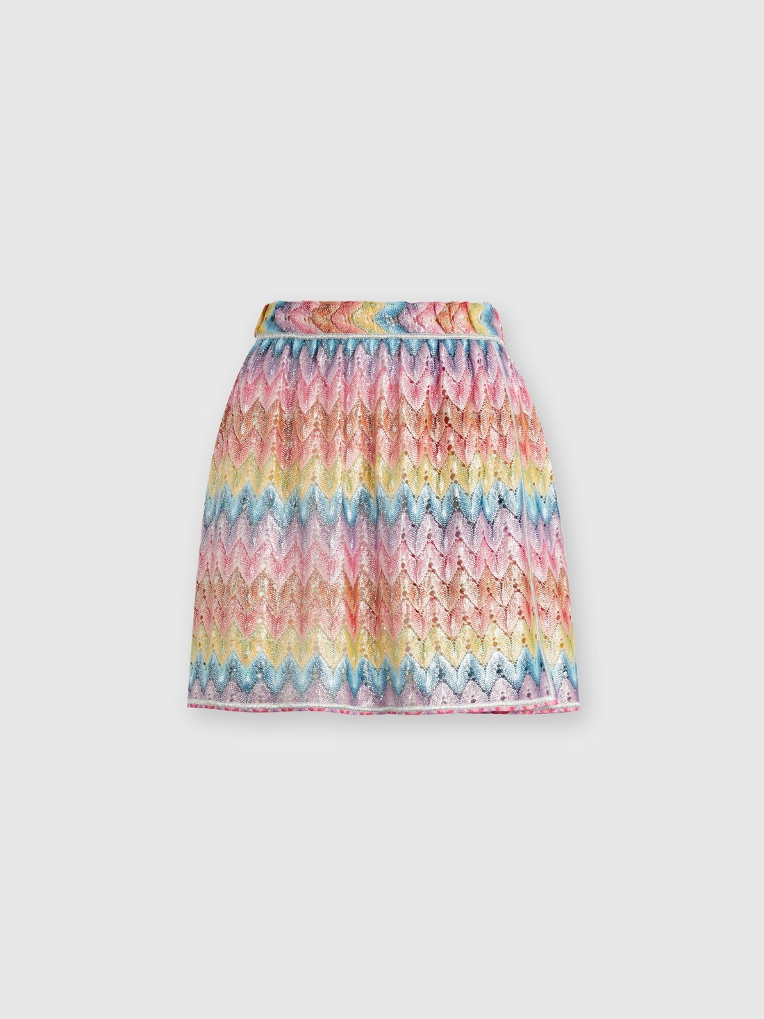 Wrap skirt in coated cotton-blend lace - 1
