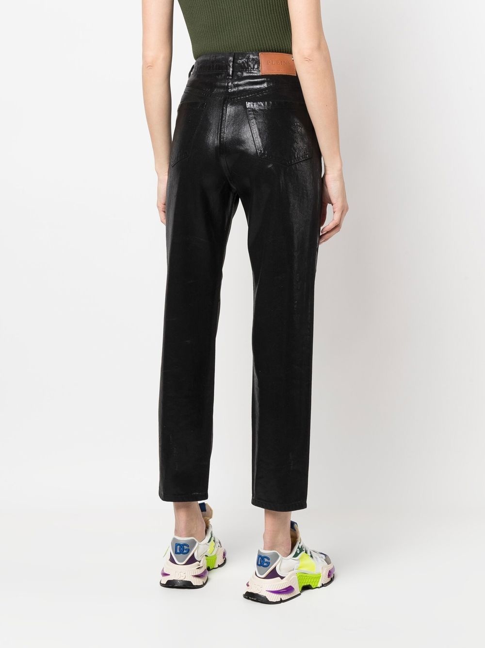 metallic cropped boyfriend jeans - 4