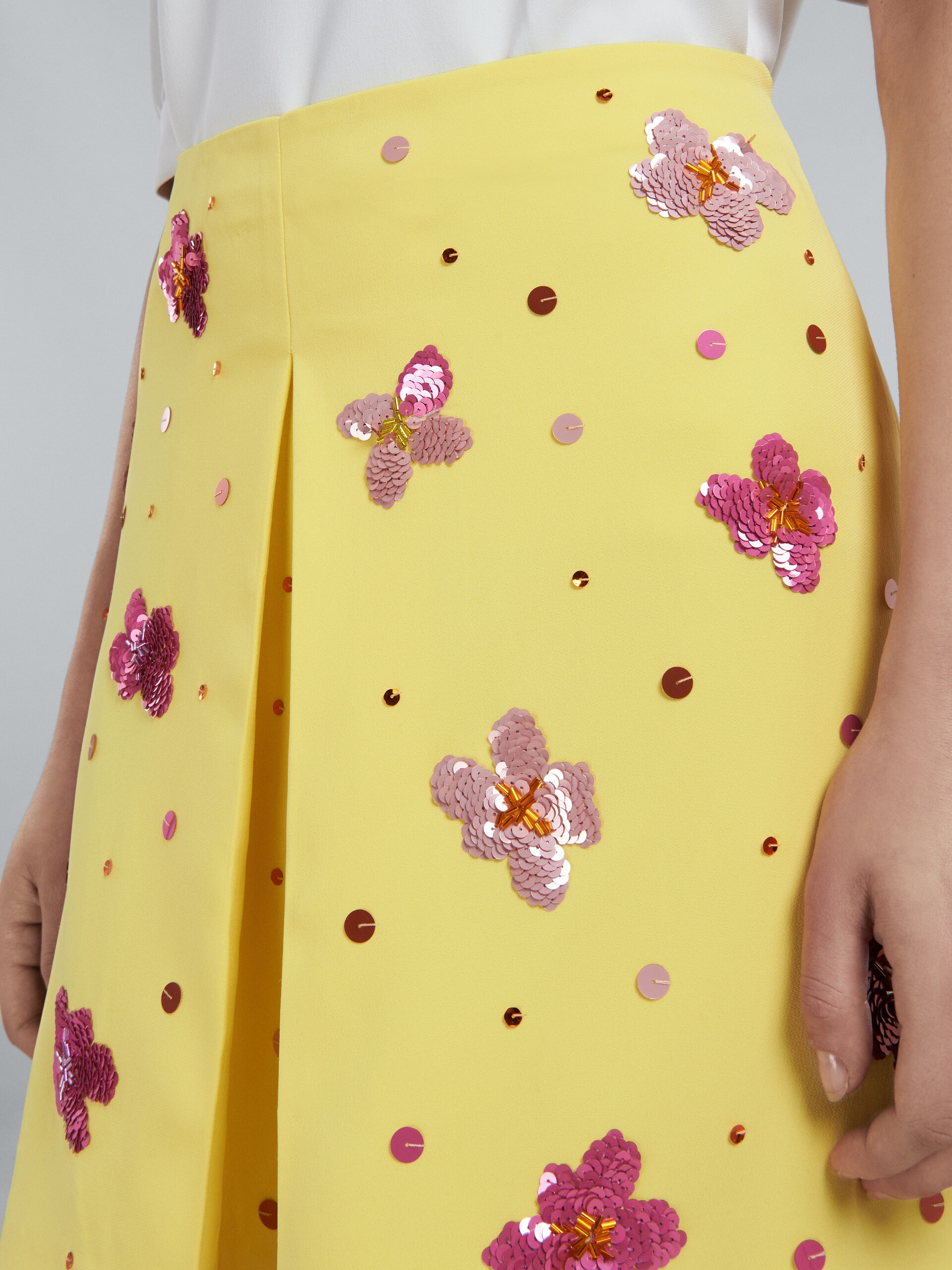 YELLOW CADY MINI SKIRT WITH SEQUINS - 4