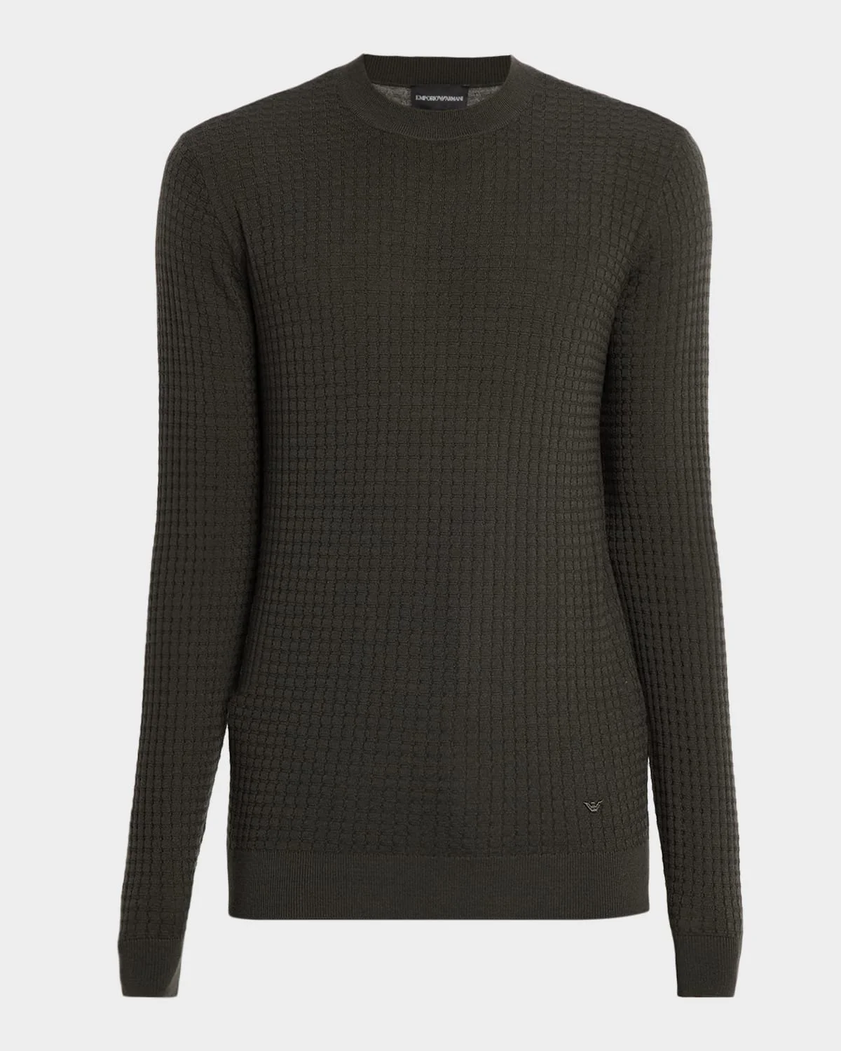 Men's Square Texture Knit Crewneck Sweater - 1