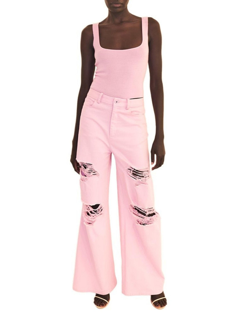 LAPOINTE Twill Denim Distressed Wide Leg Jean outlook