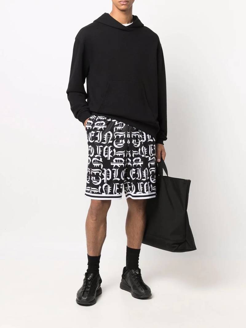 PHILIPP PLEIN logo-print jogging shorts outlook