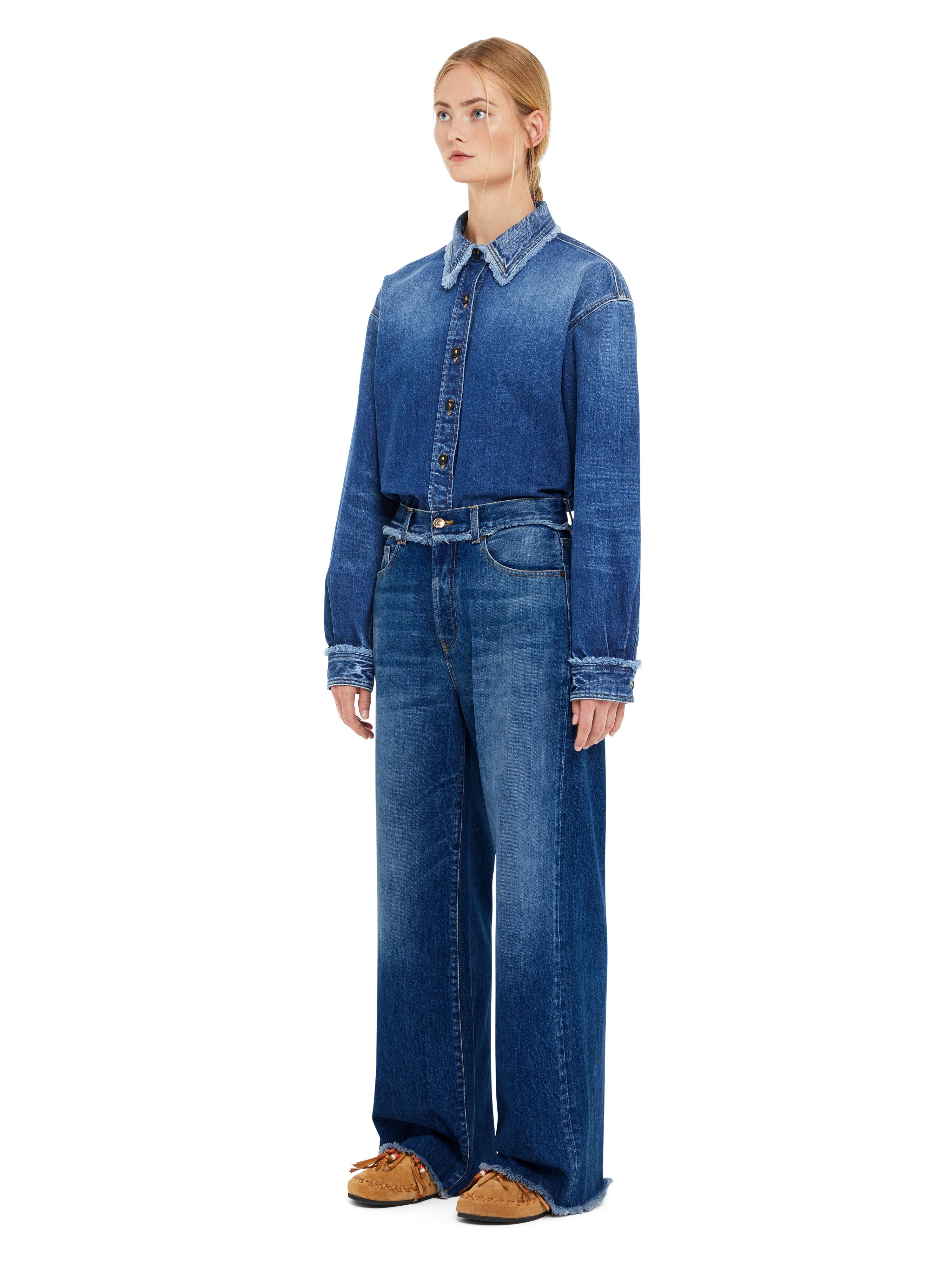 Fringed Relaxed Denim Pants - 5