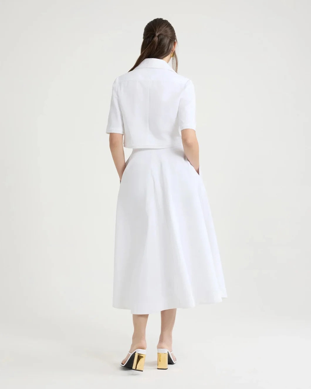 LONG A-LINE SKIRT IN ORGANIC COTTON GABARDINE - 3