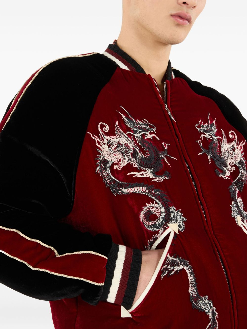 dragon-embroidered bomber jacket - 5