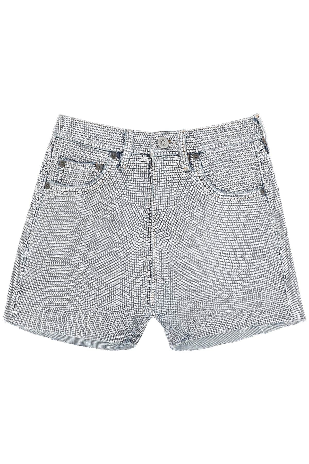 SHORTS IN RHINESTONE-STUDDED DENIM - 1