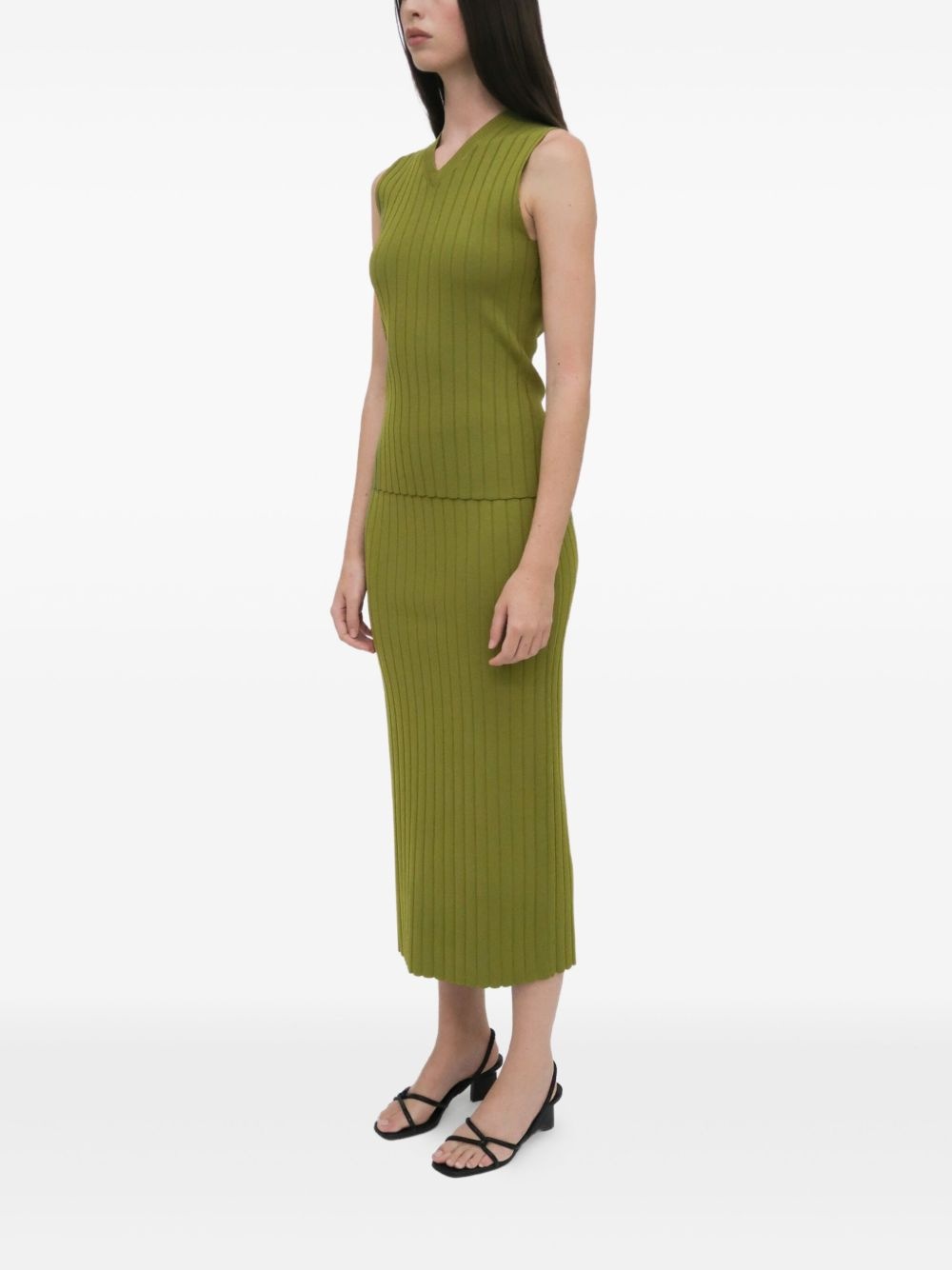 ribbed-knit midi skirt - 3