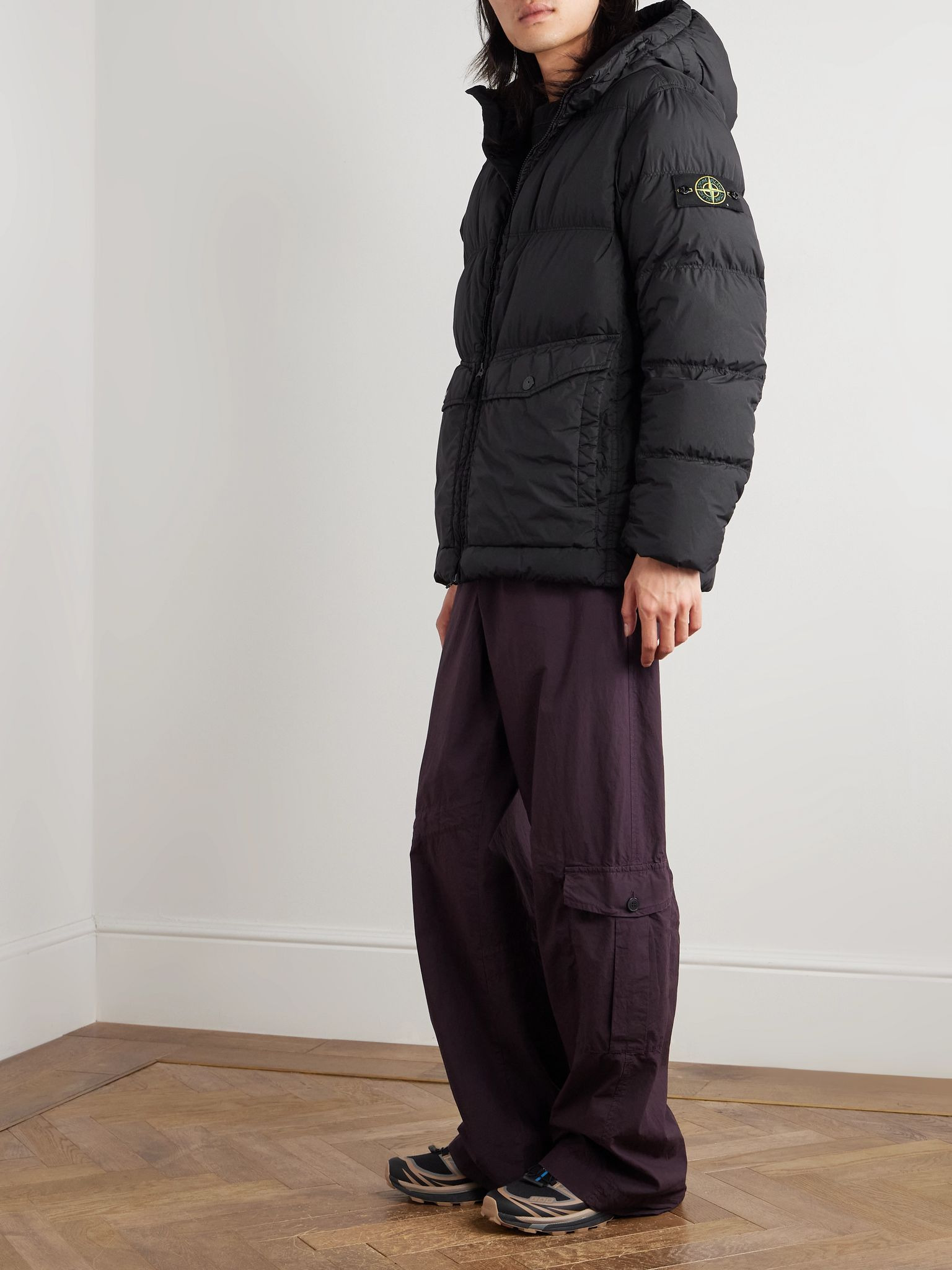 Logo-Appliquéd Quilted Recycled-Nylon Hooded Down Jacket Black - 2