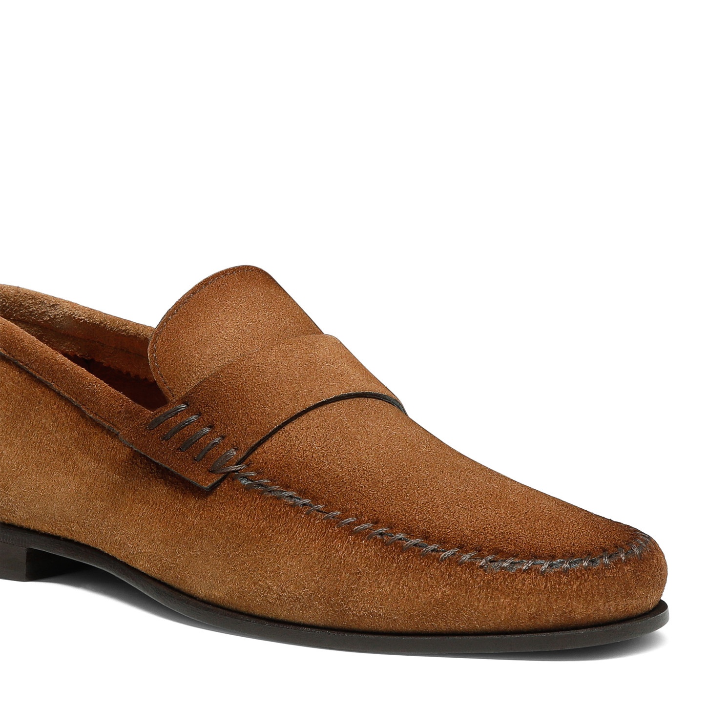Men's light brown suede penny loafer - 5