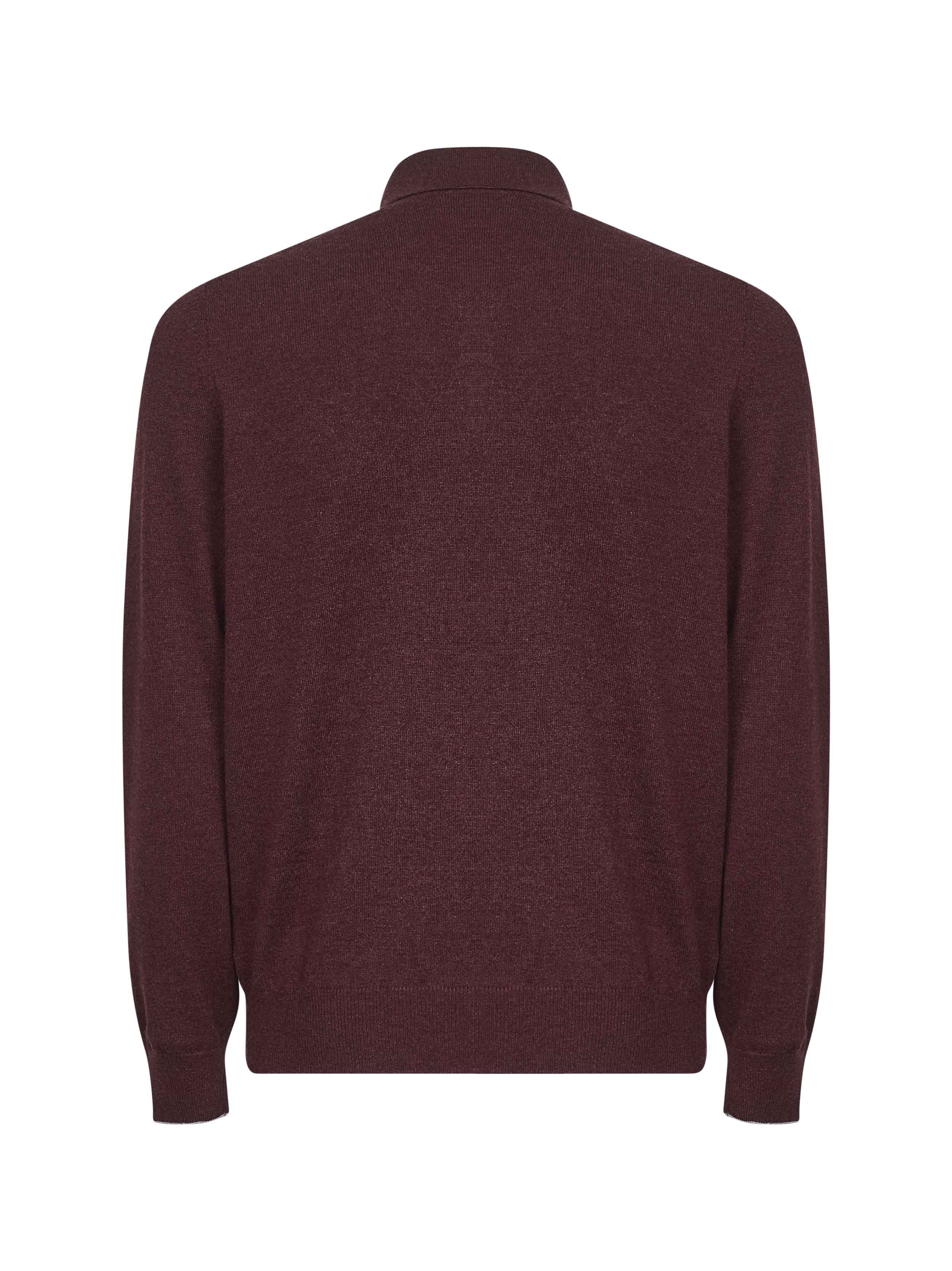 Burgundy cashmere knit polo shirt - 2